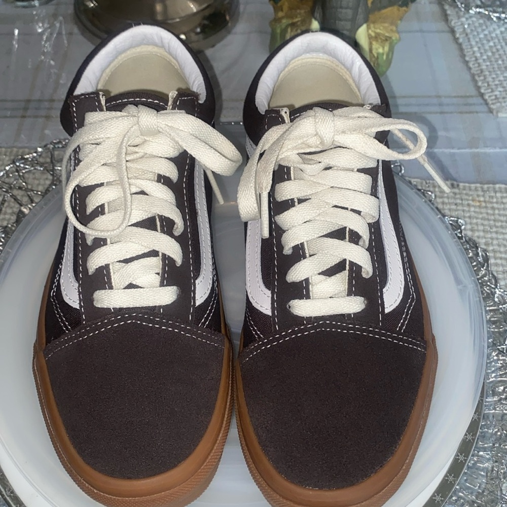 VANS Brown & Cream suede and cloth Sneakers! Worn once!